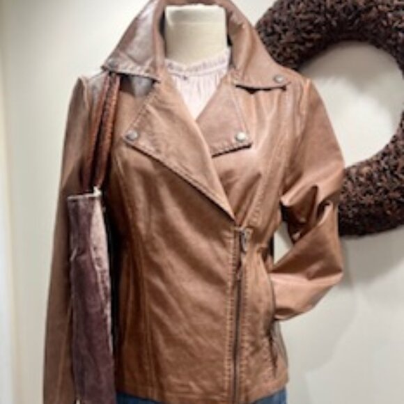 Max Studio Faux Leather Moto Jacket - Picture 1 of 6